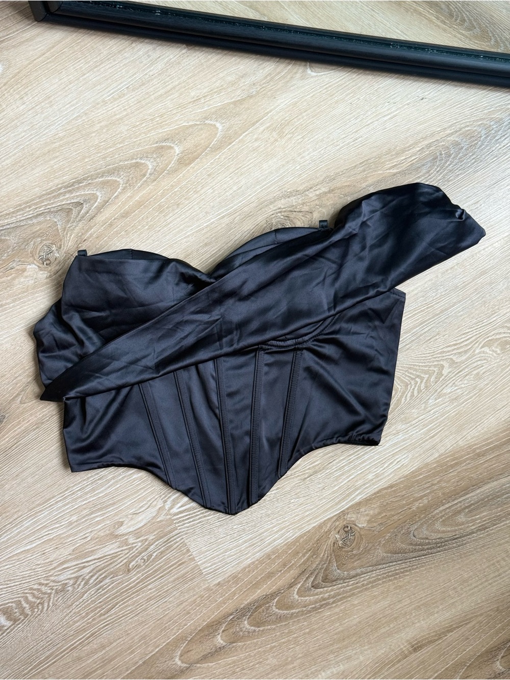 Fashion Nova Black Satin Strapless Bustier Corset